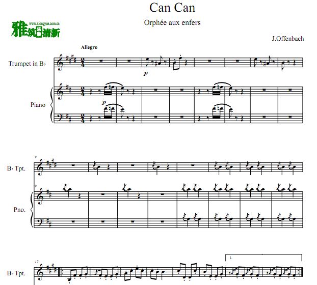 Can Can 康康舞曲小号钢琴合奏谱