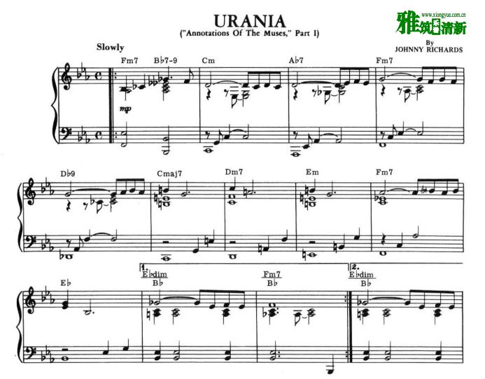 URANIA - Dave Brubeck爵士钢琴谱