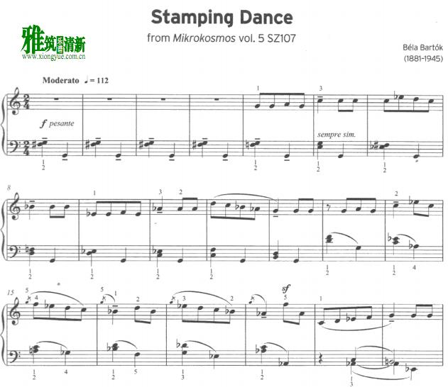 巴托克Bartok - Stamping Dance钢琴谱