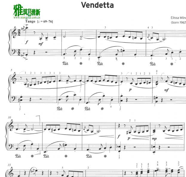 Elissa Milne - Vendetta钢琴谱