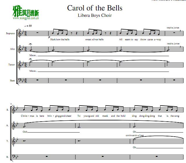 天使之翼合唱团- carol of the bells 阿卡贝拉谱