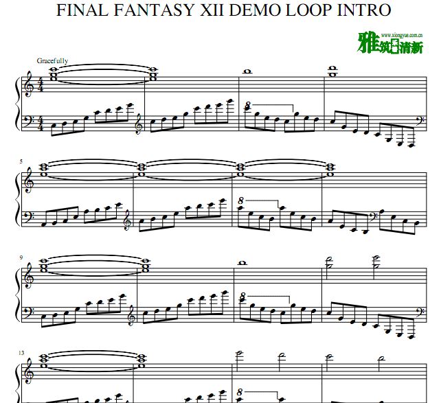 最终幻想12 Demo Loop ループデモ钢琴谱