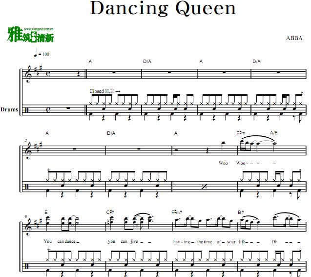 ABBA - Dancing Queen 鼓谱 ABBA 舞会皇后鼓谱