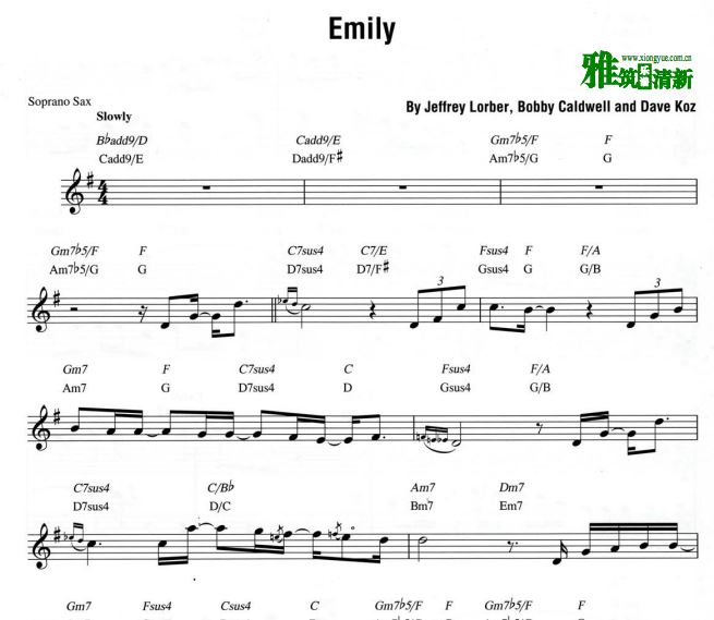 戴夫·考兹 Dave koz - Emily 高音萨克斯谱