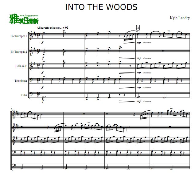 Kyle Landry - Into The Woods 小号圆号长号大号五重奏谱