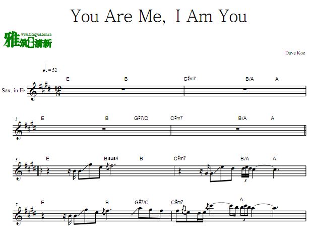 Dave Koz - You Are Me, I Am You 降E萨克斯谱