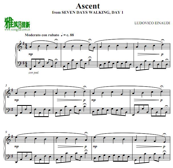 LUDOVICO EINAUDI - Ascent钢琴谱