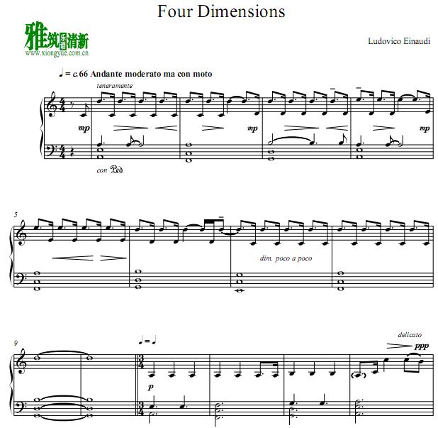 Ludovico Einaudi - Four Dimensions 钢琴谱
