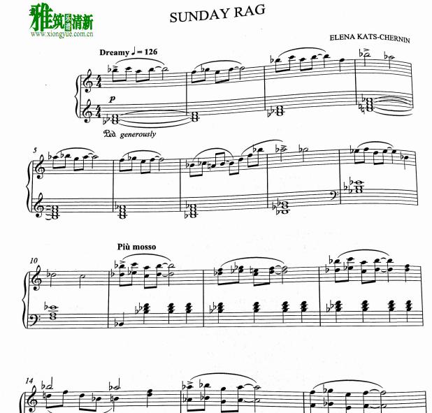 ELENA KATS-CHERNIN - Sunday Rag钢琴谱