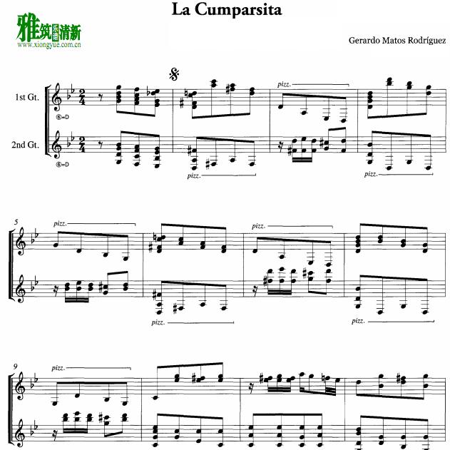 La Cumparsita 假面舞会吉他二重奏谱