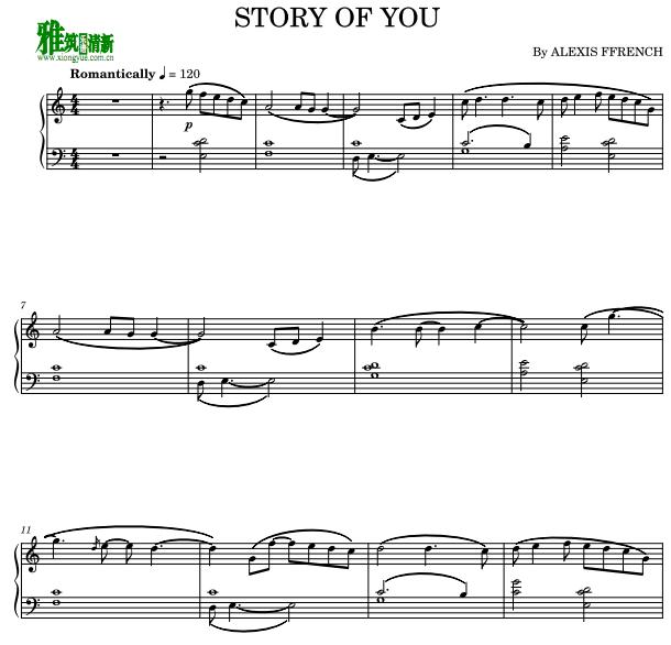Alexis Ffrench - Story Of You钢琴谱