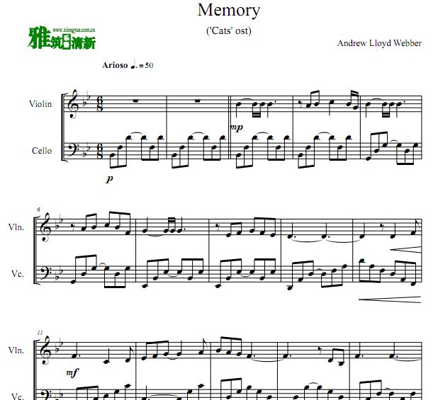 CATS - Memory 弦乐二重奏谱