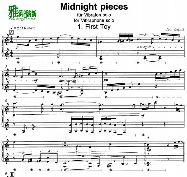 Igor Lesnik - Midnight Pieces First Toy颤音琴谱