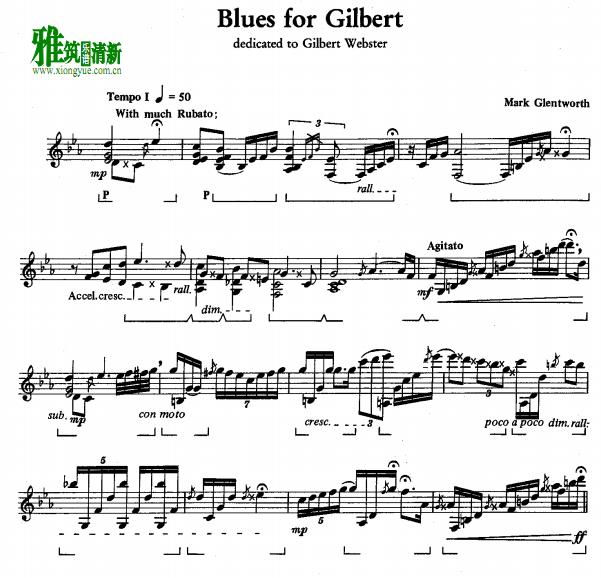 Blues for Gilbert 颤音琴谱