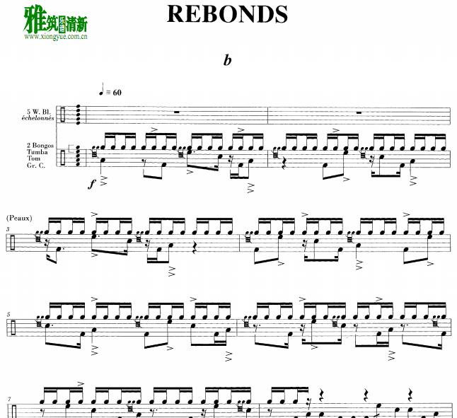 Iannis Xenakis - Rebonds B打击乐谱