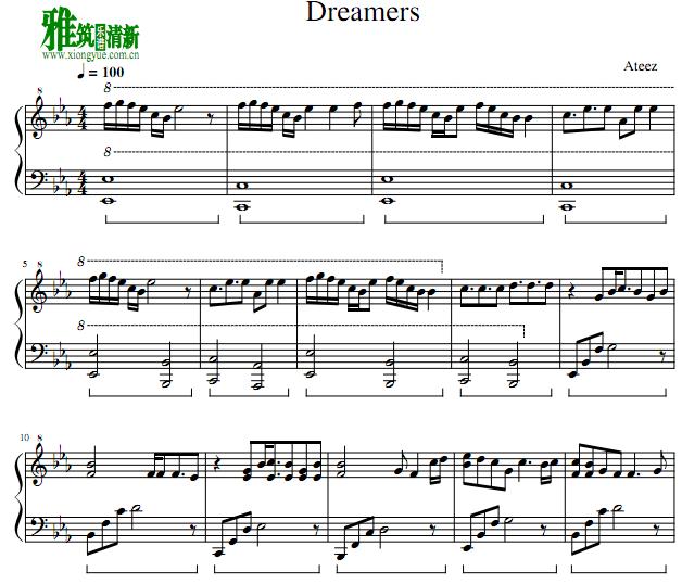 ATEEZ  数码宝贝大冒险  dreamers钢琴谱