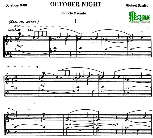 Michael Burritt - October Night马林巴谱