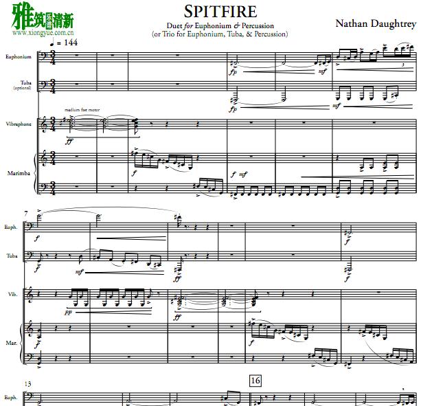 喷火 Spitfire 上低音号 马林巴颤音琴重奏谱