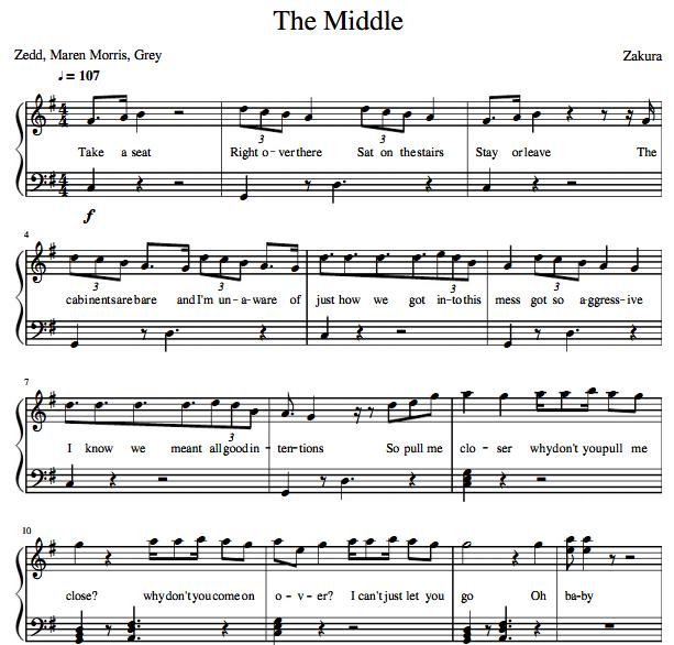 Zedd Maren Morris Grey - The Middleg钢琴谱