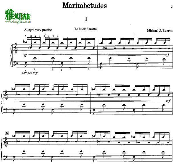 Michael Burritt - Marimbetudes马林巴谱