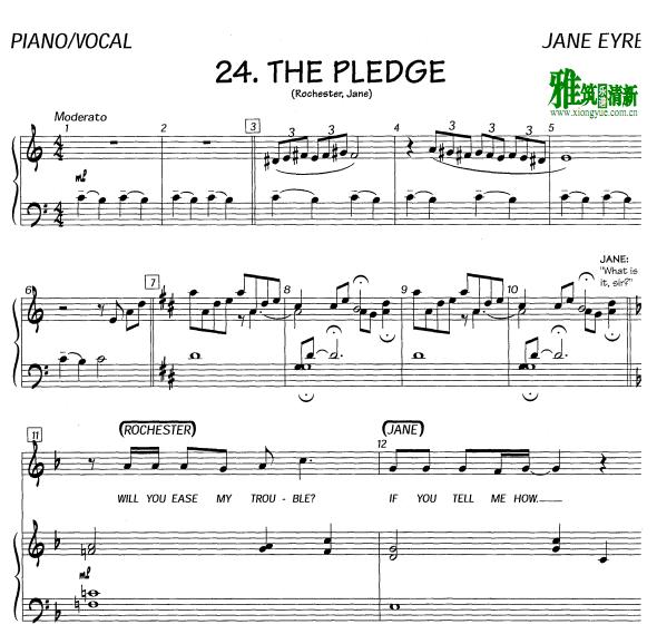 Jane Eyre 简爱 - The Pledge正谱 钢琴伴奏谱