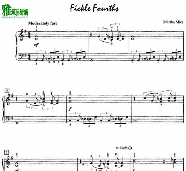 Martha Mier - Fickle Fourths钢琴谱