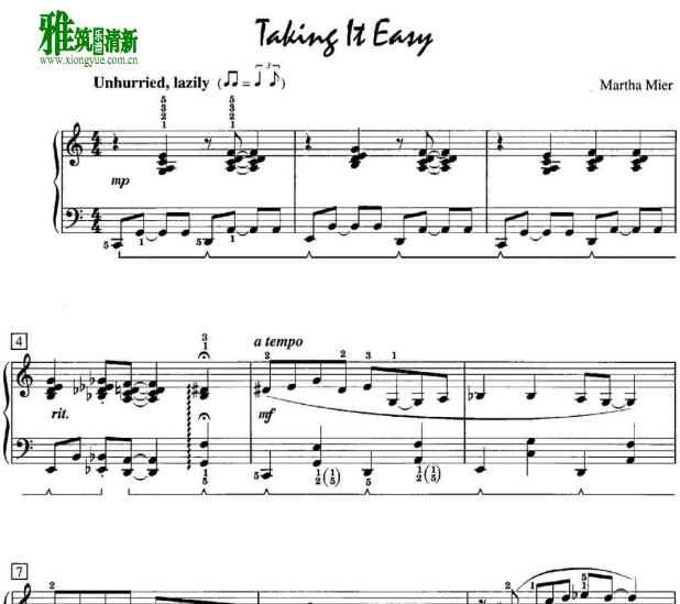 Martha Mier - Taking It Easy 钢琴谱