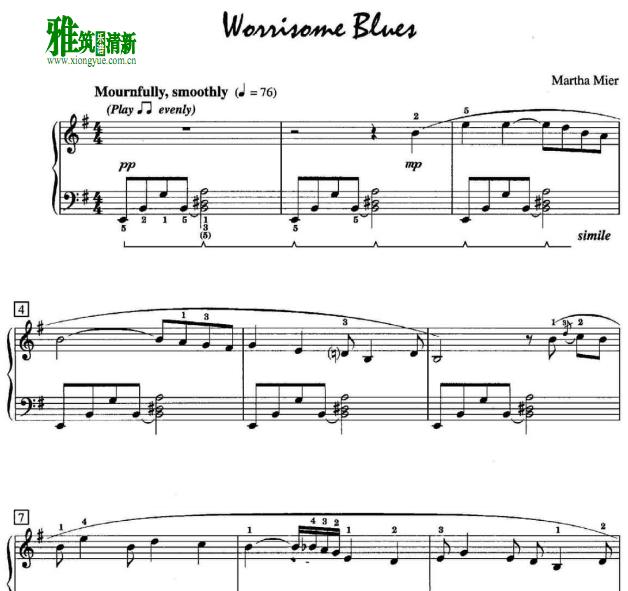 Martha Mier - Worrisome Blues 钢琴谱