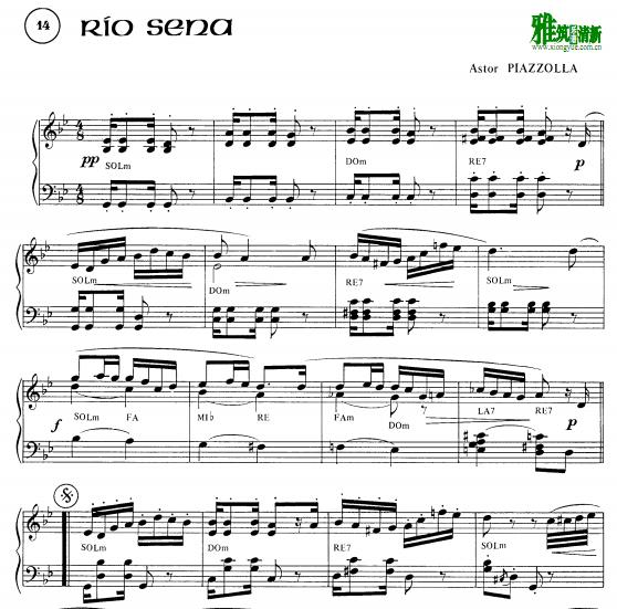 皮亚佐拉 塞纳河rio sena钢琴谱