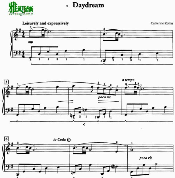 Catherine Rollin - Daydream钢琴谱