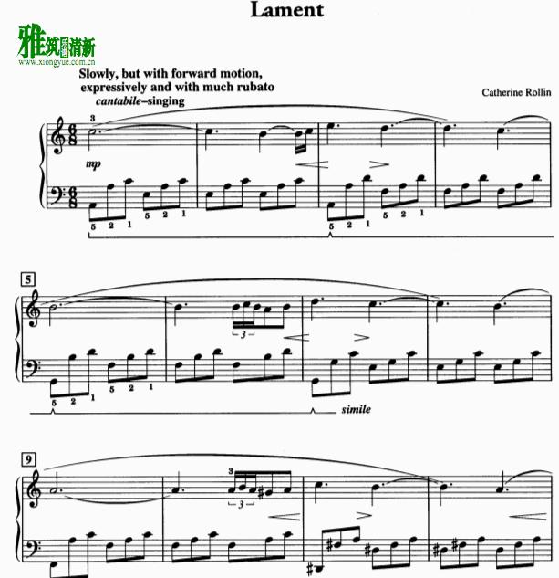 Catherine Rollin - Lament钢琴谱