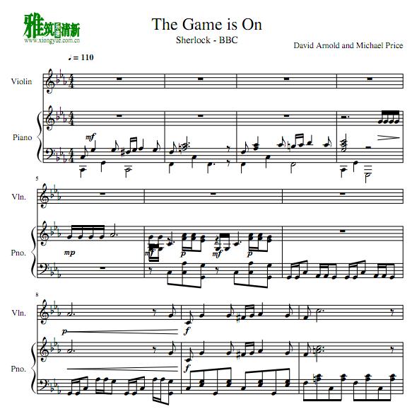神探夏洛克the game is on 小提琴钢琴伴奏谱