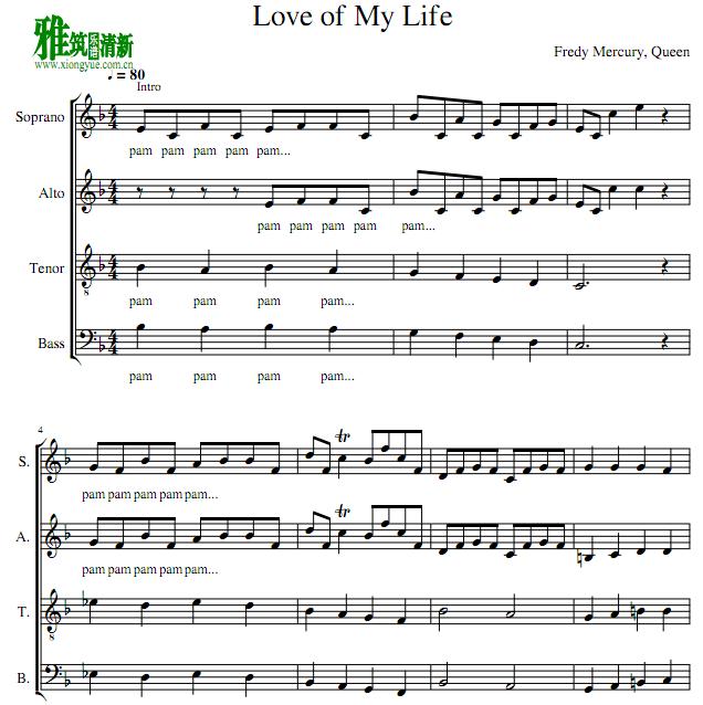 queen - love of my life 阿卡贝拉谱