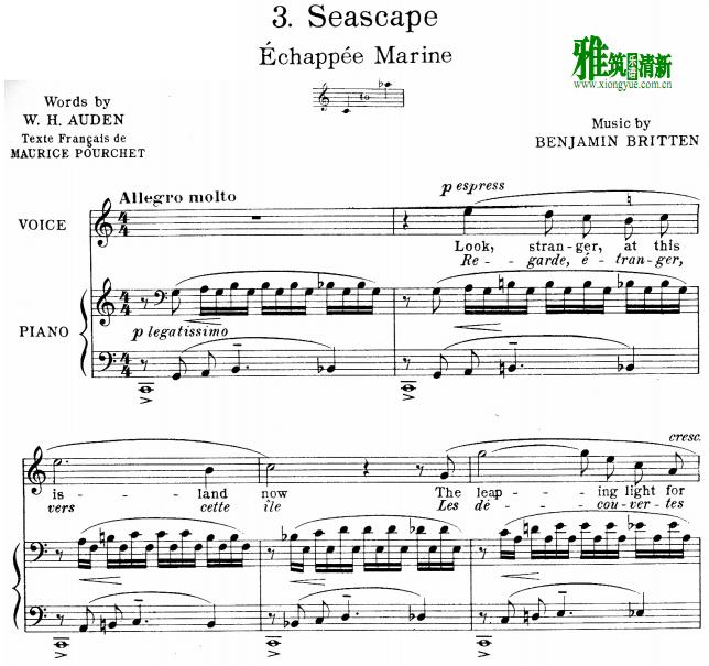 Britten - On this Island Seascape 钢琴伴奏谱
