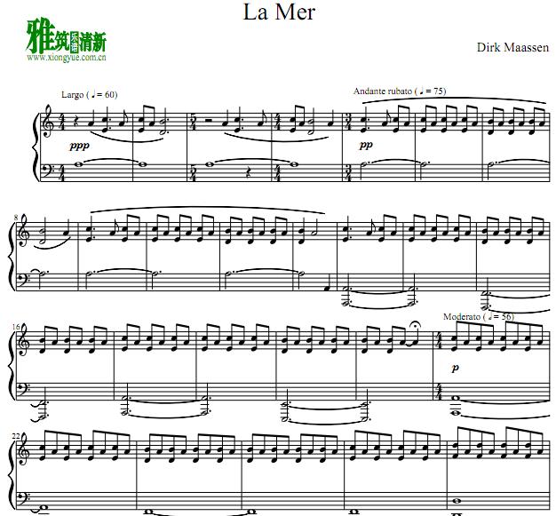 Dirk Maassen - La Mer钢琴谱