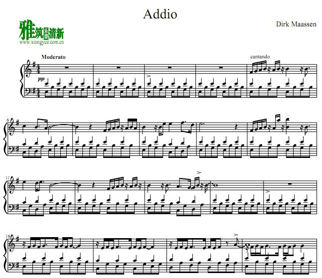 Dirk Maassen - Addio钢琴谱