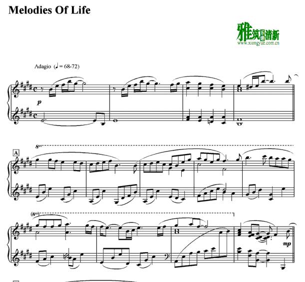 melodies of life钢琴谱
