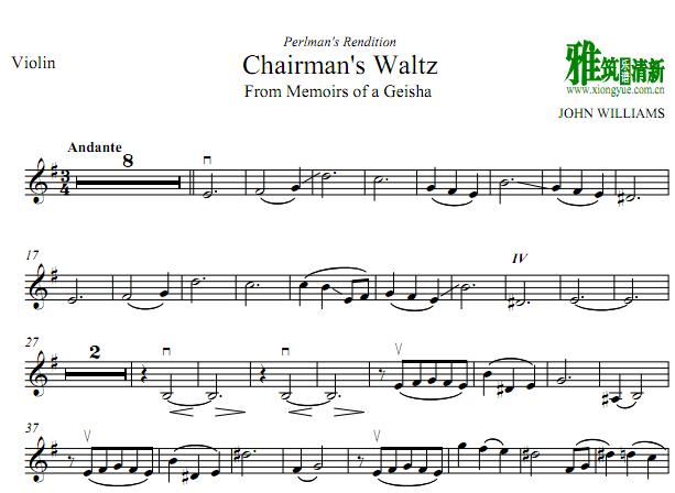 艺伎回忆录 Memoirs of a Geisha - The Chairman's Waltz小提琴谱