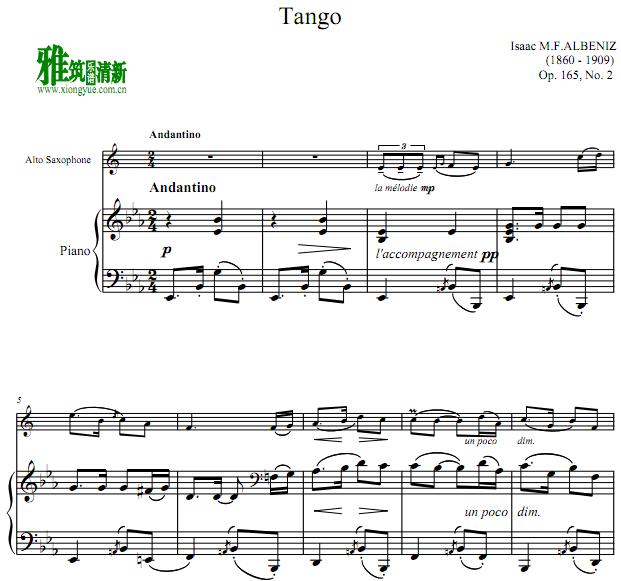 Albeniz Tango萨克斯钢琴伴奏谱
