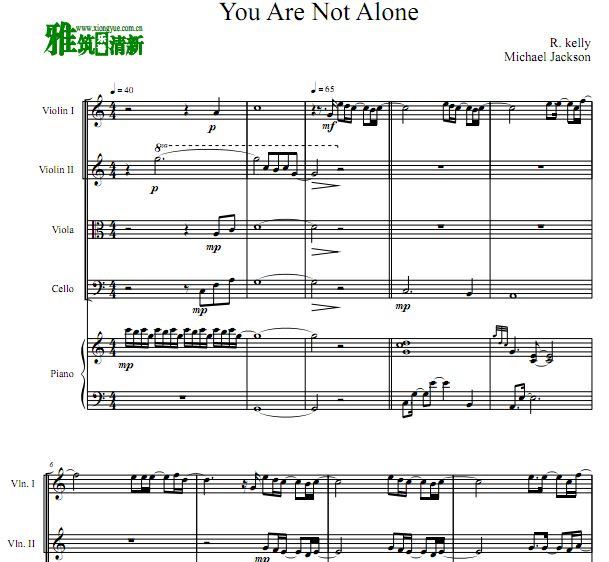 迈克尔·杰克逊 You Are Not Alone 弦乐四重奏钢琴伴奏谱