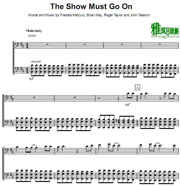 2cellos - The Show Must Go On大提琴二重奏谱