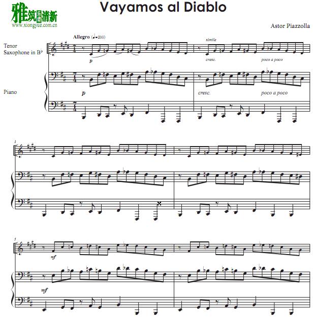 Vayamos al Diablo 次中音萨克斯钢琴伴奏谱