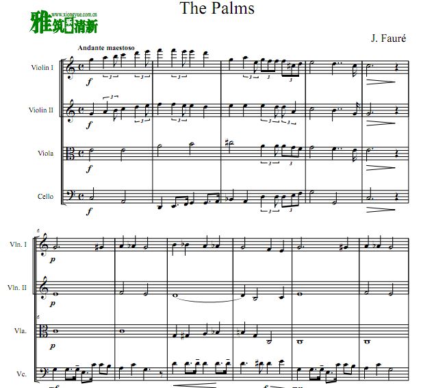 福雷 J. Fauré -  The Palms 弦乐四重奏谱