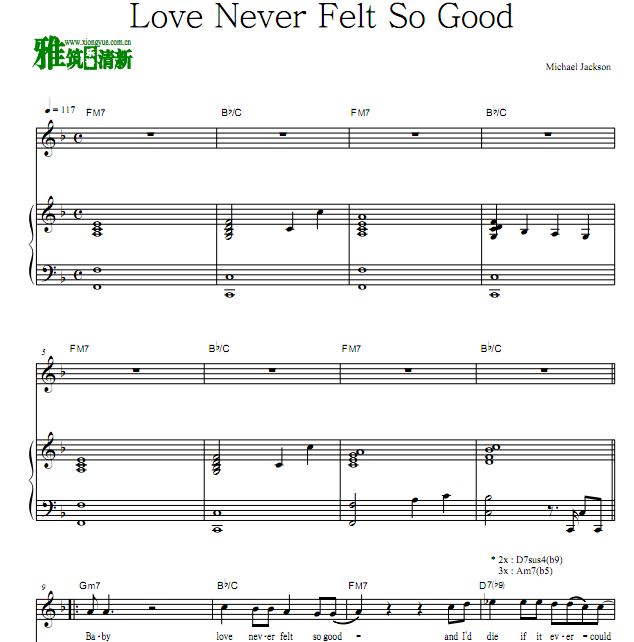 Michael Jackson - Love Never Felt So Good 歌谱 弹唱钢琴谱