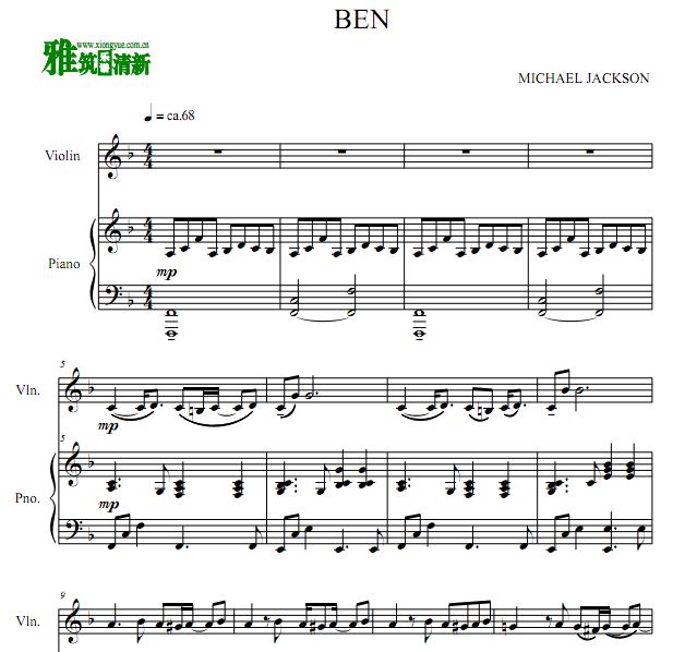 Michael Jackson - BEN 小提琴钢琴伴奏谱