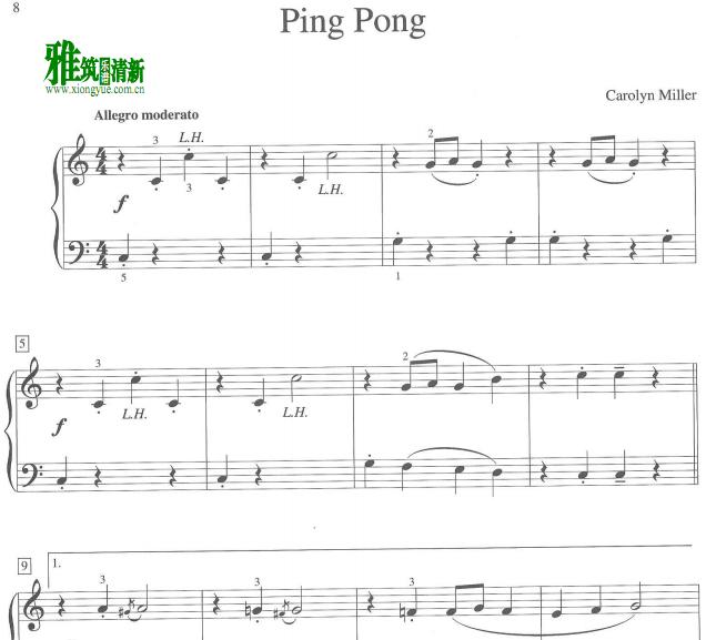 Carolyn Miller - Ping Pong钢琴谱