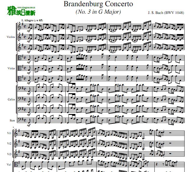 Brandenburg Concerto (BWV 1048) 勃兰登堡协奏曲交响弦乐合奏谱