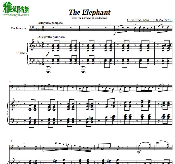 圣桑 The Elephant 大象低音提琴钢琴伴奏谱