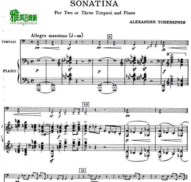 Alexander Tcherepnin 齐尔品 sonatina for timpani  定音鼓钢琴伴奏谱