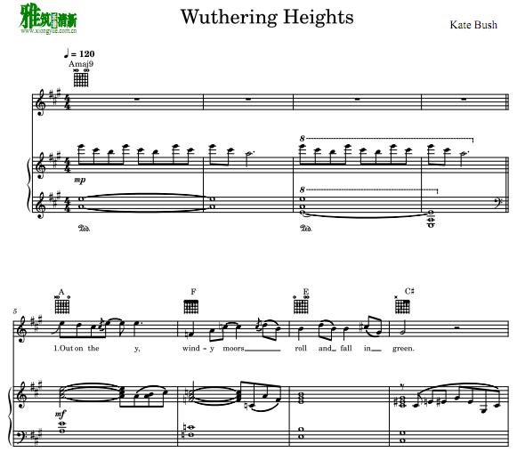 Kate Bush - Wuthering Heights钢琴伴奏谱